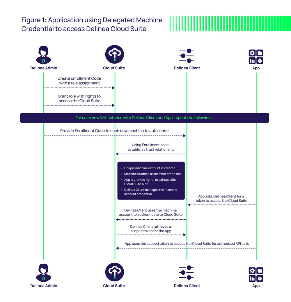 Application using delegated machine credential