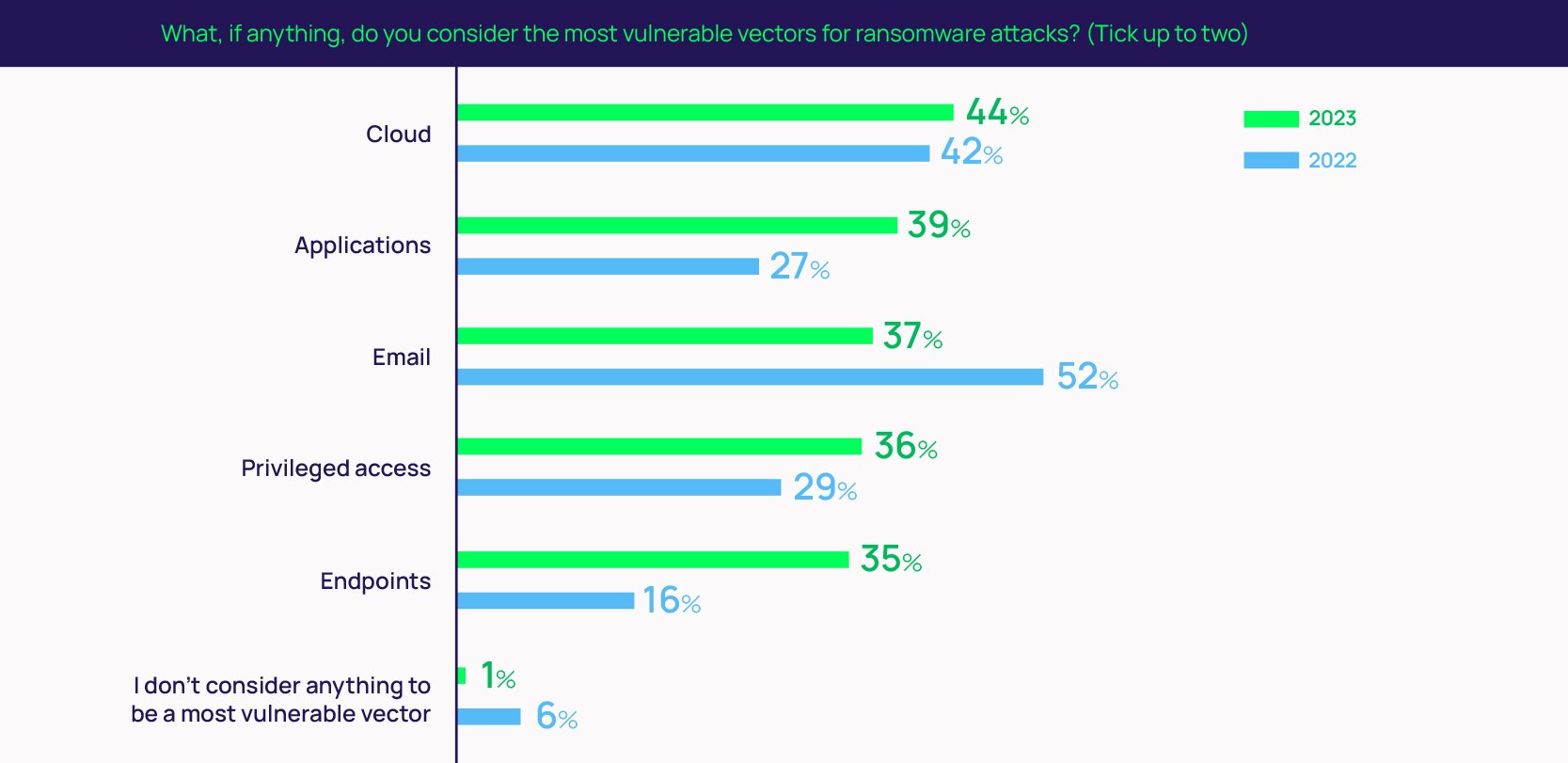 What are the most vulnerable vectors for ransomware attacks? 