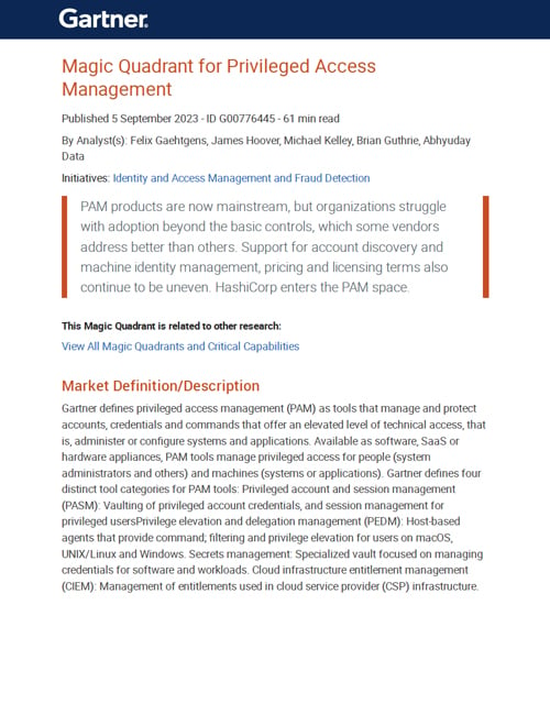 Magic Quadrant 2023 de Gartner para la Gestión de Accesos Privilegiados