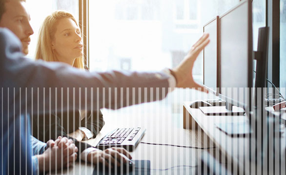 Office workers at their computers