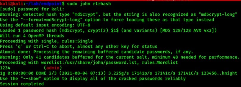 Using John to crack the password