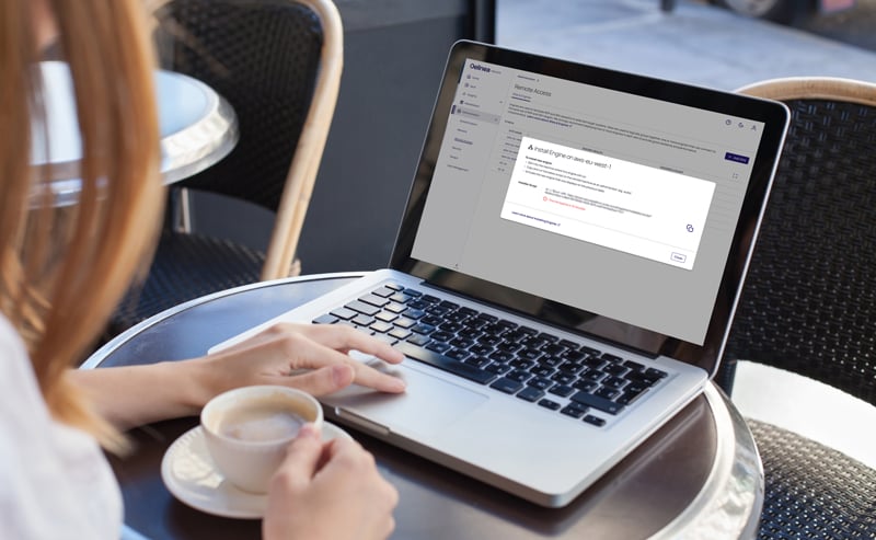 Woman working remotely on a laptop