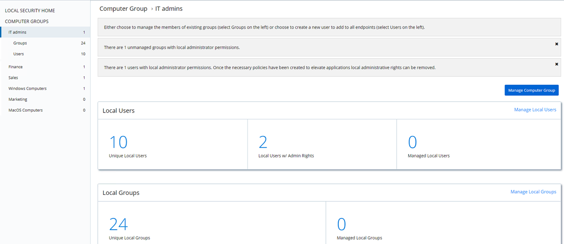 Report 4: Endpoints transitioned to/in compliance with a least privilege policy