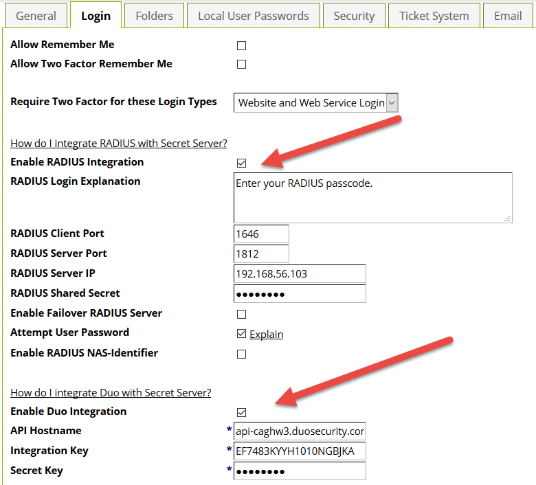 Two-factor authentication with RADIUS and Secret Server