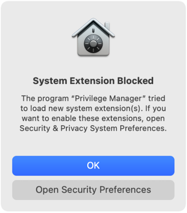 Screenshot: macOS Big Sur SYSEX Warning Dialog